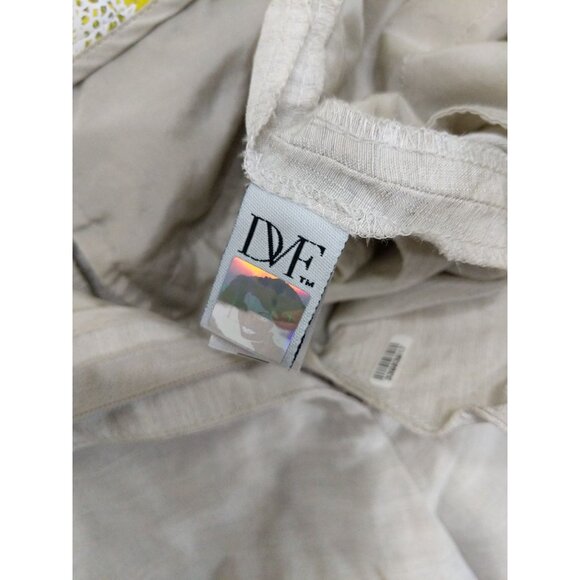 DIANE VON FURSTENBURG Womens Georginne Pants SZ 0 Linen Crop Cream No Lining - Picture 9 of 12